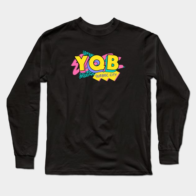 Quebec City, Canada Retro 90s Logo Long Sleeve T-Shirt by SLAG_Creative